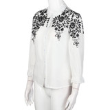 FEITONG Summer Women Long Lantern Sleeve Blouse embroidery blouse Floral Shirts Stand Collar blouses 2017#LREO