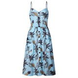 FeiTong Sexy v neck print summer dress Women sleeveless boho casual midi dress Female 2018 Stripe long dress vestidos Sunflower