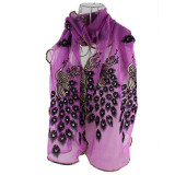 Feitong New Design Women Peacock Flower Embroidered Lace Scarf Long Soft Wrap Shawl Scarf Stole Pashmina echarpes foulards femme