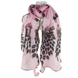 Feitong New Design Women Peacock Flower Embroidered Lace Scarf Long Soft Wrap Shawl Scarf Stole Pashmina echarpes foulards femme