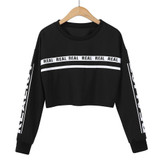 Feitong Crop Tops Autumn Sweatshirt Women Fashion White Letter Print 2018 New Spring Women Hoodies Sweatshirts Winter Top