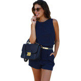 Feitong Brand 2017 Womens Holiday PolyesterMini Playsuit Ladies Regular Romper Summer Beach Jumpsuit