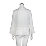 Feitong Boho Women Long Sleeve White Blouse 2017 Casual Loose Flare Sleeve Hippie Lace Hollow Blouses Shirts Top Blusas feminina