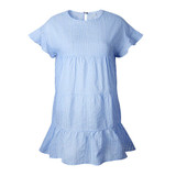 FEITONG 2018 New Fashion For Women Dress Women Ladies Plaid Printing Round Neck Short Sleeve Dress Mini Dresses Vestidos