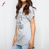 Feitong 2017 T Shirt Women GIVE ME COFFEE Letter Print T-Shirt Women Short Sleeve Casual Summer Top Tee Shirt Femme