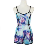 Feitong 2017 Fashion Jumpsuit Rompers Bodysuit Overalls For Womens Ladies Summer Sexy Deep V-Neck Floral Printed Shorts Playsuit