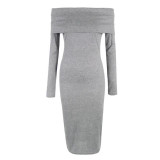 Feitong 2017 Autumn Dress For Women Long Sleeve Sexy Off Shoulder Sheath Bodycon Bandage Party Knee Dress vestido femininos Robe