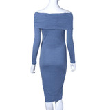 Feitong 2017 Autumn Dress For Women Long Sleeve Sexy Off Shoulder Sheath Bodycon Bandage Party Knee Dress vestido femininos Robe