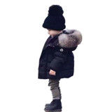 Fashion Boys Cotton Down Hooded Jacket Solid Coat Outerwear Girls Winter kids Jackets Warm Trench Thickening Children Clothing