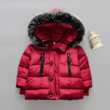 Fashion Boys Cotton Down Hooded Jacket Solid Coat Outerwear Girls Winter kids Jackets Warm Trench Thickening Children Clothing