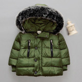 Fashion Boys Cotton Down Hooded Jacket Solid Coat Outerwear Girls Winter kids Jackets Warm Trench Thickening Children Clothing