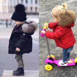 Fashion Boys Cotton Down Hooded Jacket Solid Coat Outerwear Girls Winter kids Jackets Warm Trench Thickening Children Clothing