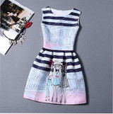 Fashion Bottoming Dress Summer Style Women Dress Vintage Printing Sexy Party Dresses vestidos Leisure Plus Size Summer Dress