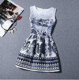 Fashion Bottoming Dress Summer Style Women Dress Vintage Printing Sexy Party Dresses vestidos Leisure Plus Size Summer Dress
