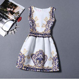 Fashion Bottoming Dress Summer Style Women Dress Vintage Printing Sexy Party Dresses vestidos Leisure Plus Size Summer Dress