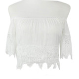 Fashion Boho Summer Women Lace Crochet Blouse Sexy Off Shoulder Beach White Blouses Crop Tops Shirt blusas feminina