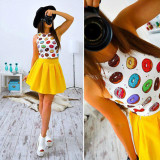 Fashion Boho Dress Women 2017 Summer Beach Sleeveless Casual Dresses Party Short Mini Dress Two Piece Women Clothes LJ4708C