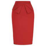 Fashion Black Red Pencil Skirts Womens Slim OL Midi Skirt Bandage Female Saia Sexy Office Skirt Faldas High Waist Ladies Skirts