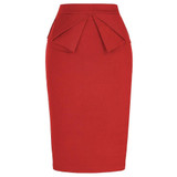Fashion Black Red Pencil Skirts Womens Slim OL Midi Skirt Bandage Female Saia Sexy Office Skirt Faldas High Waist Ladies Skirts