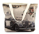 Fashion Beauty Cars Printed Canvas Bag Women Handbags Shoulder Bags Ladies Vintage Casual Tote Shopper Beach Bag bolso