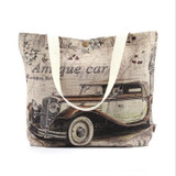 Fashion Beauty Cars Printed Canvas Bag Women Handbags Shoulder Bags Ladies Vintage Casual Tote Shopper Beach Bag bolso