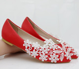 Fashion ballet flats white lace wedding shoes flat heel casual shoes pointed toe flats women wedding princess flats plus size 41