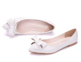 Fashion ballet flats white lace wedding shoes flat heel casual shoes pointed toe flats women wedding princess flats plus size 41