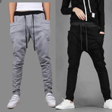 Fashion Baggy Tapered Bandana Pants Hip Hop Dance Drop Crotch Harem Sweatpants Men Parkour Track Trousers Joggers