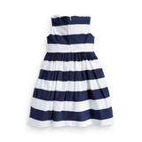 Fashion Baby Kid Girls Sleeveless One Piece Dress Blue Striped Bowknot Tutu Dresses Summer Style