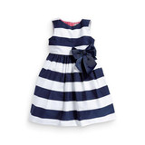 Fashion Baby Kid Girls Sleeveless One Piece Dress Blue Striped Bowknot Tutu Dresses Summer Style