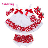 Fashion Baby Girls Swing Top Set Polka Dot Swing Ruffled Outfits With Matching Bloomer Headband Sets Girl Clothing Infant X006 Fashion Baby Girls Swing Top Set Polka Dot Swing Ruffled Outfits With Matching Bloomer Headband Sets Girl Clothing Infant X006