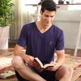 Cotton Short sleeves Pajamas Men Summer Cotton Shorts Sleepwear Male Pajama Set Mens Pyjamas