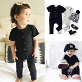 Cotton short Sleeve Baby Rompers Soft Infant Baby girls Clothing Set Jumpsuit 2017 newborn baby boy girl autumn winter clothes