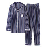 Cotton Long Sleeve striped Cardigan Pajama For Men Spring Autumn Men Pajamas Set Sleepshirts Classic Fashion Sleepwear Homewear