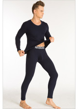 Cotton Long Johns Set 2017 MIBOER Autumn Winter Legging Men Warm Sexy V-Neck Long John For Men Long Johns Set Thermal Underwear
