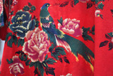 Cotton Linen Vintage Bird Flower Pint V-neck Three Quarter Sleeve Washed Women Dress Plus Size Loose 2017 New Spring Women Robe