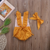 Cotton Kids Baby Girl One-pieces Romper Sleeveless Jumpsuit Lace Sunsuit Outfits With Headband