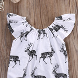 Cotton Infant Baby Girls Romper Ruffles Deer Sleeveless Romper Cotton Jumpsuit Outfits Clothes