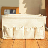 Cotton Desktop Storage Box Cosmetic Storage Bin Multifunctional Sundries Finishing Box Home Decoration Beige Pink 18x10x10CM