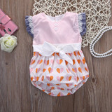 Cotton Bow Cute Pink Rompers Infant Baby Girl Clothes Lace Floral Ruffles Baby Girl Romper Cake Sunsuit Outfits