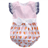Cotton Bow Cute Pink Rompers Infant Baby Girl Clothes Lace Floral Ruffles Baby Girl Romper Cake Sunsuit Outfits
