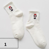 Cotton Ankle Length Socks For Women Harajuku Funny Cartoon Embroidery Patterns Socks for Female Women's Winter Creative Socks