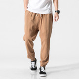Cotton and Linen Casual Pants Men Solid Color Loose Drawstring Harem Pant Fashion Man Summer Thin Brand Trousers Large Size 5XL