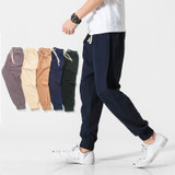 Cotton and Linen Casual Pants Men Solid Color Loose Drawstring Harem Pant Fashion Man Summer Thin Brand Trousers Large Size 5XL