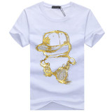 cotton 3DT-shirts men 2016 summer new arrvial  funny teenage man's print T-shirt extended plus size 4XL 5XL white black red