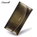 Cossroll 2017 Bifold Wallet Female Cowhide Women Wallets Long Clutch Genuine Leather Alligator Passport Cover for Women's Purse
