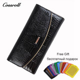 Cossroll 2017 Bifold Wallet Female Cowhide Women Wallets Long Clutch Genuine Leather Alligator Passport Cover for Women's Purse