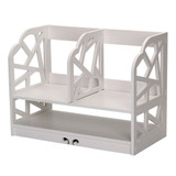Home Office White Wooden Desk Tidy Stationery Pen Organiser Holder Shabby Chic Pattern:water cube