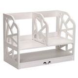 Home Office White Wooden Desk Tidy Stationery Pen Organiser Holder Shabby Chic Pattern:water cube