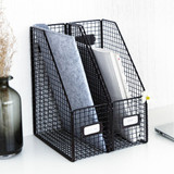 Home Office Storage Black White Iron Storage Box for Books Files Stationery Makeup Cosmetic Desk Organizer Home Office Storage